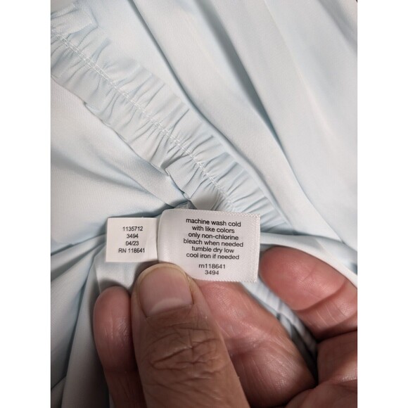 Lane Bryant Plus Size Top Blue Size 14/16 V-Neck Ties Peasant Ruffles Pleated - Picture 8 of 12